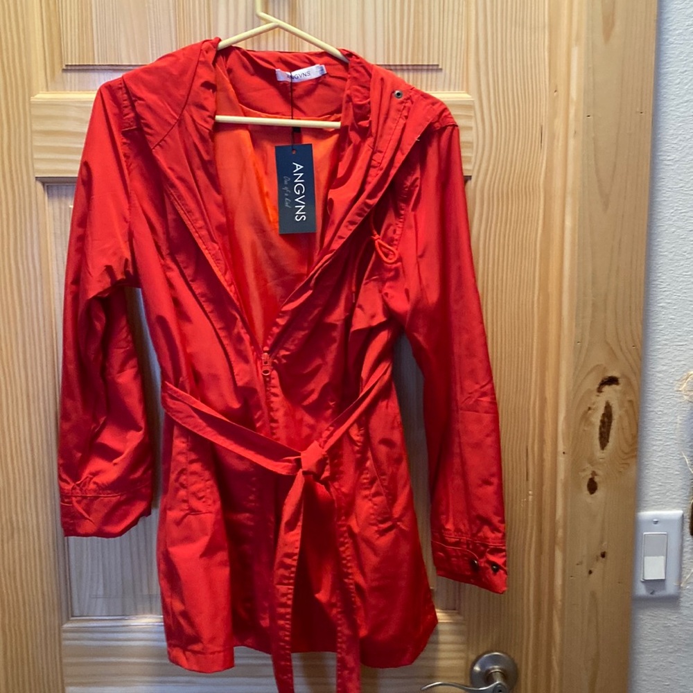 Red rain coat